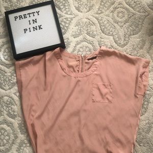 Pink silky blouse with zipper